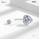 Sterling Silver Crystal Heart Belly Bar Navel Piercing Jewelry