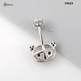 Panda Belly Button Ring 925 Sterling Silver Navel Piercing Jewelry