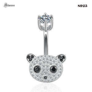 Panda Belly Button Ring 925 Sterling Silver Navel Piercing Jewelry