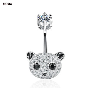 Panda Belly Button Ring 925 Sterling Silver Navel Piercing Jewelry