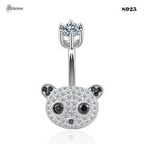Panda Belly Button Ring 925 Sterling Silver Navel Piercing Jewelry