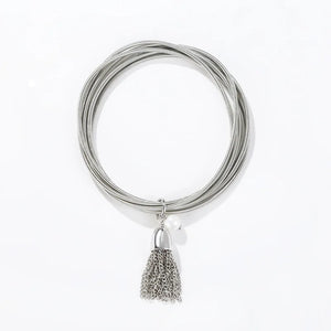Guitar String Bracelets Set for Men Women with Tassel Pearl Charms
