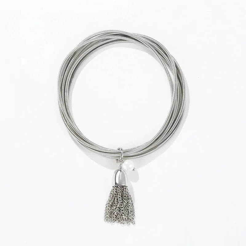 Guitar String Bracelets Set for Men Women with Tassel Pearl Charms