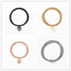 Stainless Steel Guitar String Bracelet Set with Charms