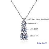 1.8CT Moissanite Pendant Diamond Necklace S925 Silver Wedding Jewelry