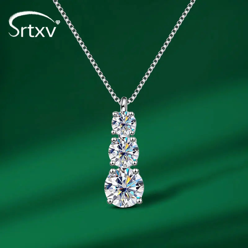 1.8CT Moissanite Pendant Diamond Necklace S925 Silver Wedding Jewelry