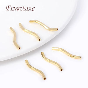 18K Plated Tube Wavy Curved Tube Beads for DIY Bracelets