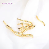 18K Plated Brass Wavy Tube Beads for Jewelry Making DIY