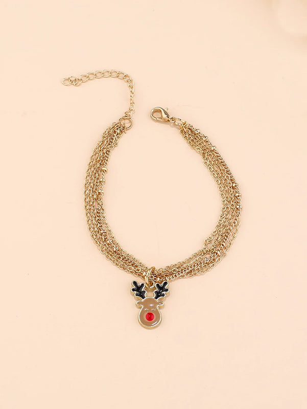 Alloy Bracelet With Christmas Element Ornament