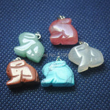 Nature Stone Rabbit Shape Craft Set 12pcs/Lot for Charms Jewelry Beads