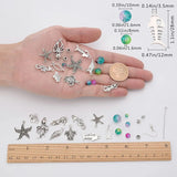 184pcs Starfish Seahorse Shell Earring Making Kit with Glass Beads & Alloy Beads