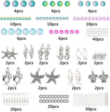 184pcs Starfish Seahorse Shell Earring Making Kit with Glass Beads & Alloy Beads