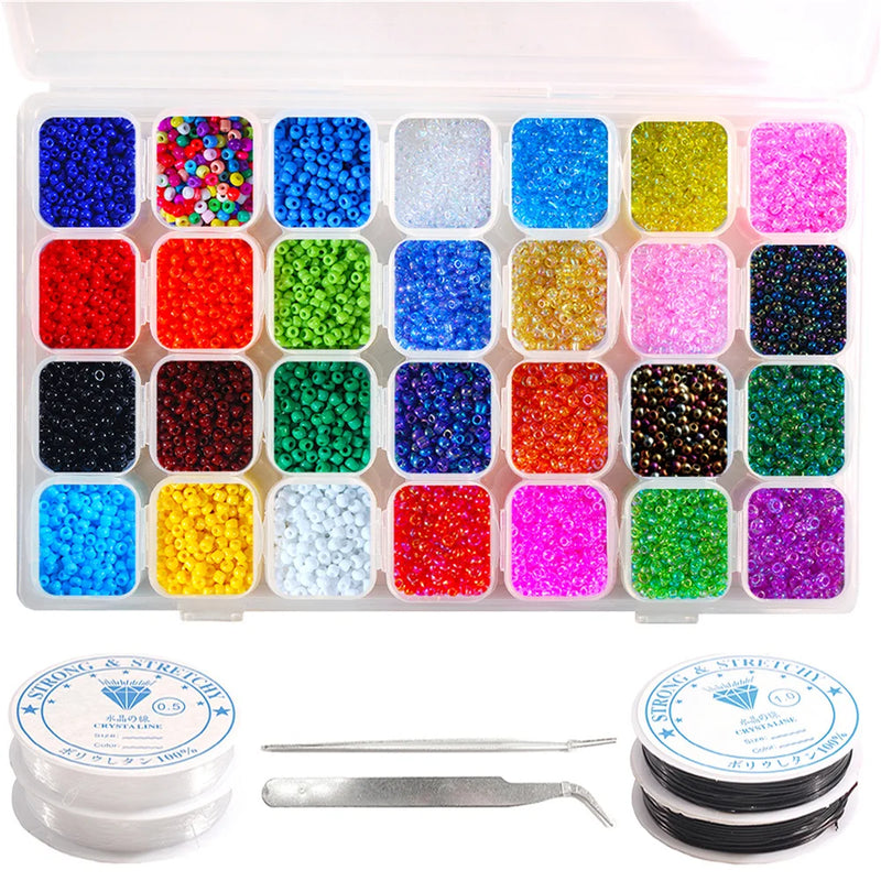 22400Pcs Colorful 2mm Czech Glass Crystal Beads DIY Jewelry Making