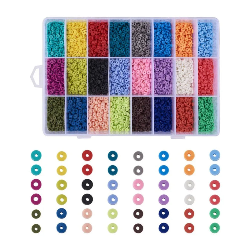 24 Colors Polymer Clay Beads for DIY Jewelry Making - 4mm 6mm 8mm Heishi Bead