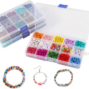 4mm Seed Beads Alphabet Letters Kit with Crystal Cord for Jewelry Making