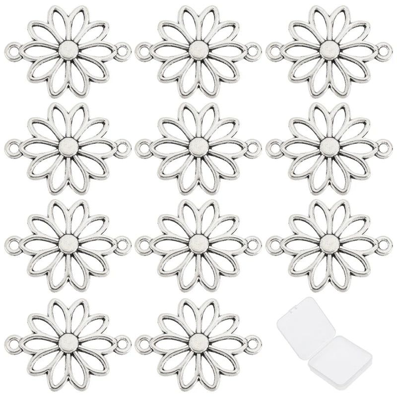 50Pcs Sunflower Charms Antique Silver Alloy Flowers Pendants