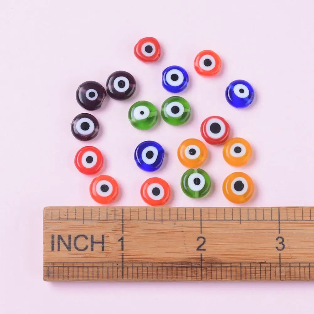 Mixed Flat Round Evil Eye Bead Lampwork Beads for DIY Jewelry Making