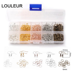 Alloy Jewelry Findings Set, Earring Hooks, Jump Rings Kit