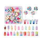 Colorful Candy Bear Lollipop Resin Pendants Keychain DIY Charms