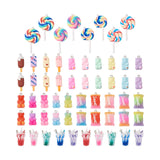 Colorful Candy Bear Lollipop Resin Pendants Keychain DIY Charms