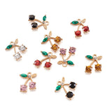 Cherry Charms Alloy Pendant with Rhinestone, Jewelry Making Findings