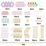 DIY Flower Petals Earrings Kit Glass Pearl Beads Hooks Charms Jewelry Crafts