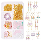 DIY Flower Petals Earrings Kit Glass Pearl Beads Hooks Charms Jewelry Crafts