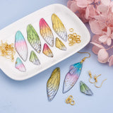 Butterfly Wing Earring Charms Kit Resin Pendant Golden Hooks Jump Rings