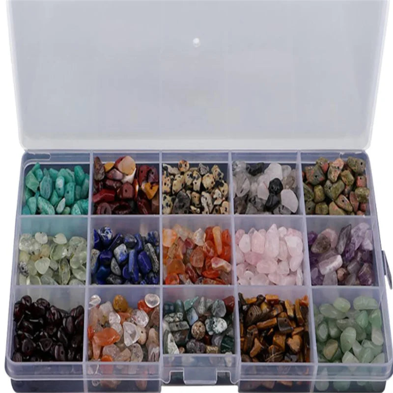 Natural Stone Chips Beads for Jewelry Making 15 Styles Bulk Crystal Chips