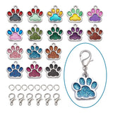 Dog Paw Alloy Charms with Glitter Powder for Jewelry Making