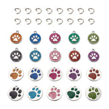 Dog Paw Alloy Charms with Glitter Powder for Jewelry Making