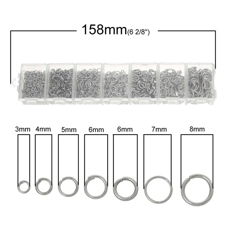 Jump Rings Findings Kit 3-8mm Iron Alloy DIY Jewelry Making Access