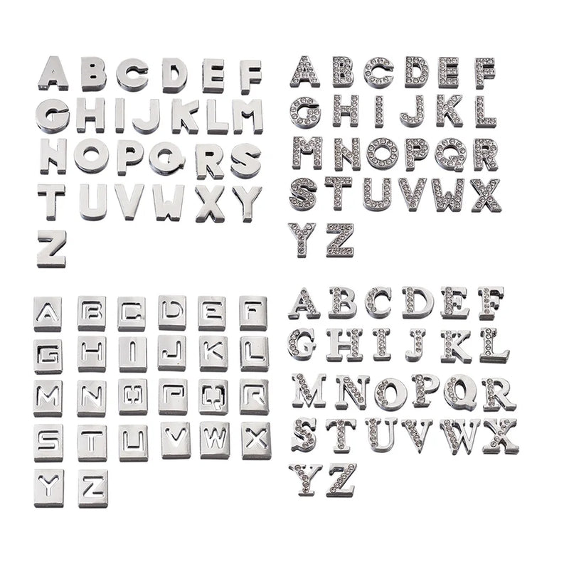 Eco-Friendly Slide Letter Charms Rhinestone A-Z Alphabet for DIY Crafts