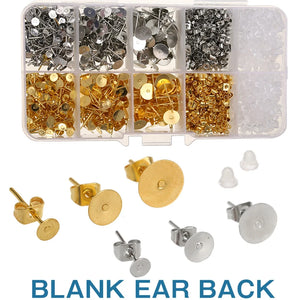 Stainless Steel Post Earring Studs Clear Ear Back Jewelry Making