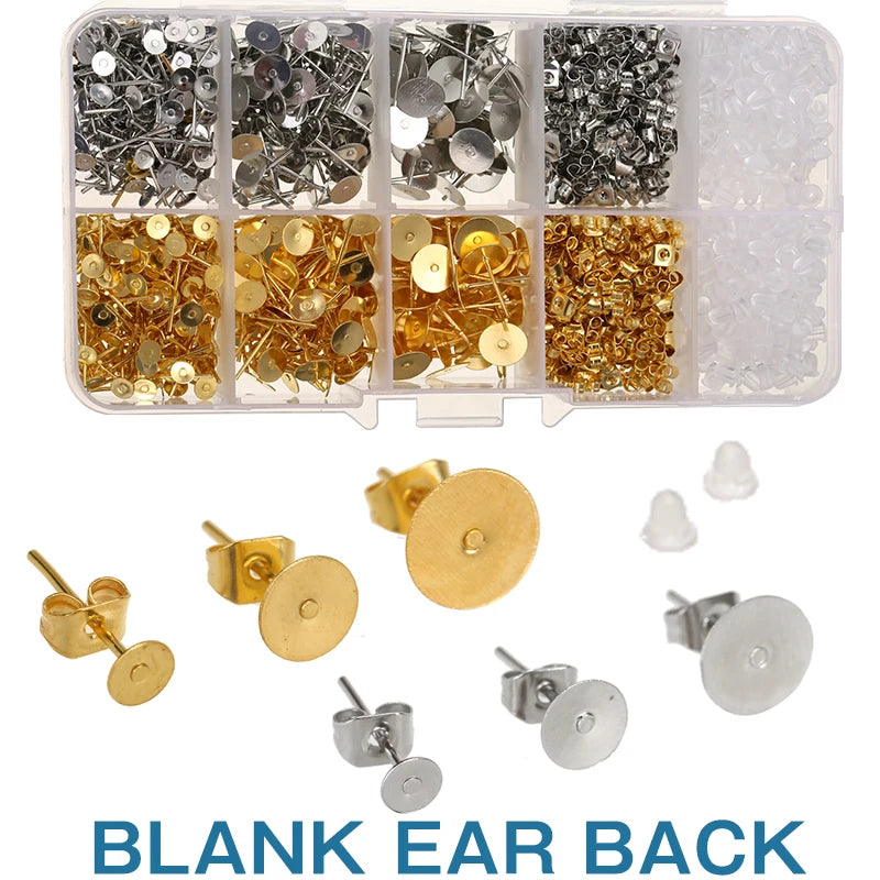 Stainless Steel Post Earring Studs Clear Ear Back Jewelry Making