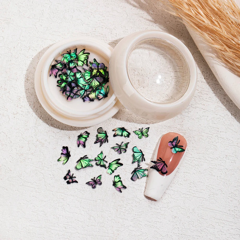 Green Gradient Butterfly Nail Charms for Nail Art