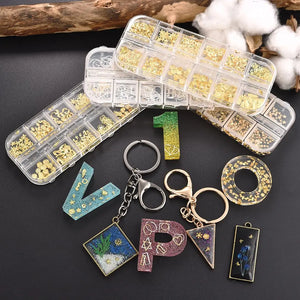 Golden Filler Epoxy Resin Jewelry DIY Materials Moon Star Heart Flower