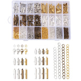Jewelry Finding Kit with Brass Tubes, Iron Ends, Extender Chains