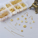 Jewelry Findings Kit w/ Earring Hooks/Head Pins/Bead Caps