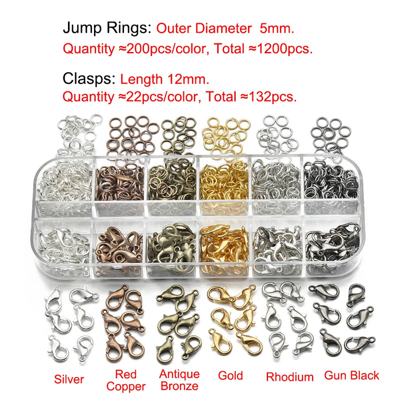 Lobster Clasp Jump Rings Necklace Chain Jewelry Findings Components Set