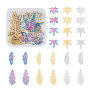 1 Box Mix Style Stainless Steel Pendant Rainbow Metal Embellishment DIY Jewelry