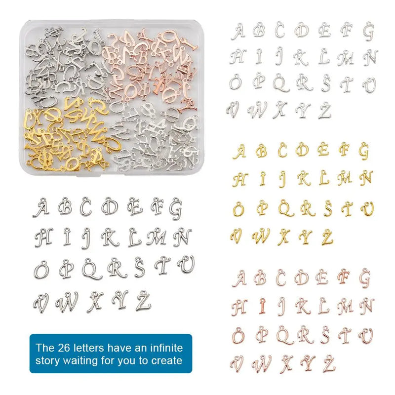 24Pcs Alphabet Letter A-Z Charms Pendants for Jewelry Making