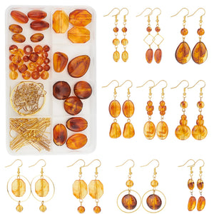 Acrylic Beads Brass Rings Earring Hooks Kit for Dangle Earrings DIY Crafts