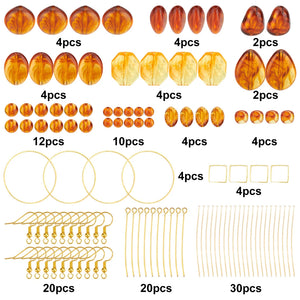 Acrylic Beads Brass Rings Earring Hooks Kit for Dangle Earrings DIY Crafts
