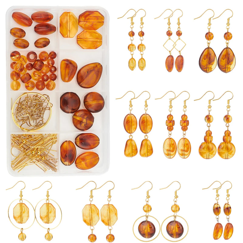 Acrylic Beads Brass Rings Earring Hooks Kit for Dangle Earrings DIY Crafts