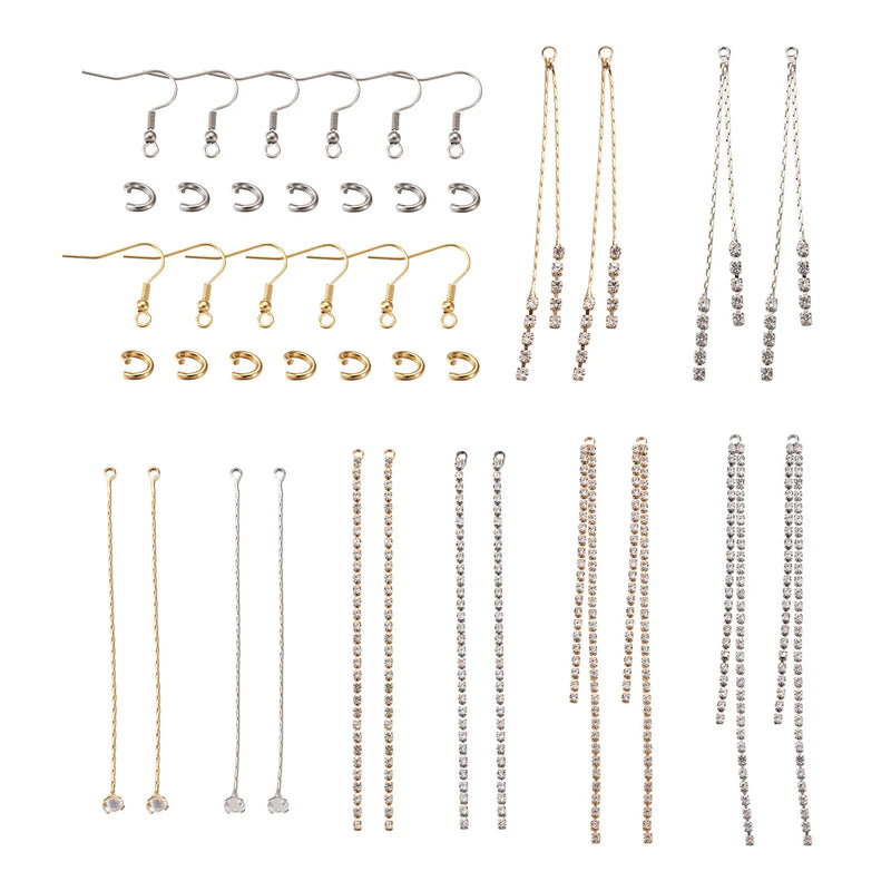 Brass CZ Tassel Pendants Kit - Earring Hooks - DIY Jewelry Making