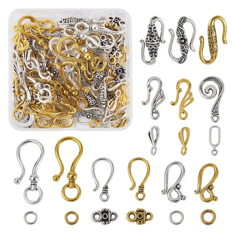 Mixed Tibetan Style Alloy Hook and S-Hook Clasps for DIY Jewelry