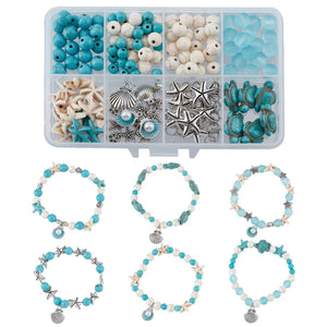 Ocean Theme Stone Starfish Turtle Beads Shell Charms Jewelry Making DIY