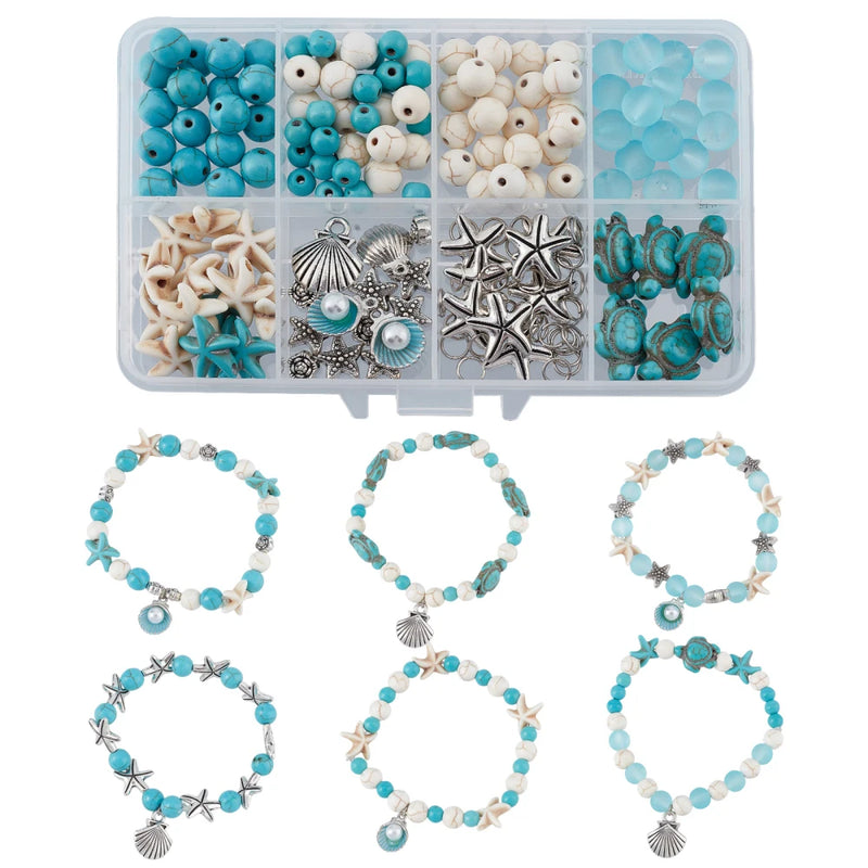 Ocean Theme Stone Starfish Turtle Beads Shell Charms Jewelry Making DIY