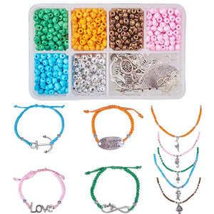 Multicolor Glass Seed Beads with Metal Links for DIY Jewelry Making